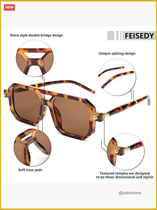 Vintage Square 70s Flat Aviator Sunglasses Retro Stylish Frame UV400 main image 4
